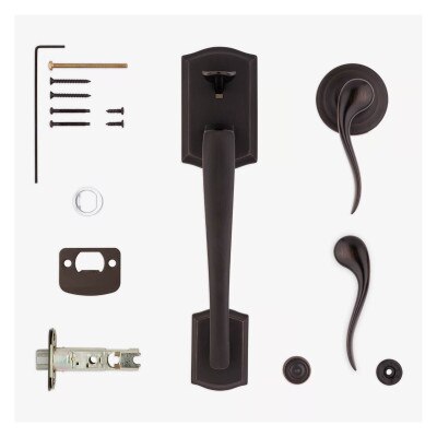 Kwikset Prescott Handle with Tustin Lever, Venetian Bronze
